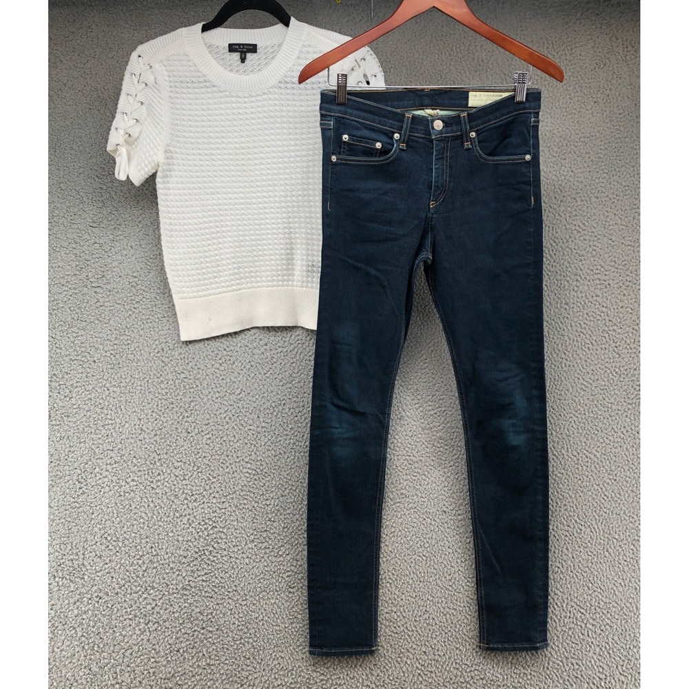 Rag & Bone Sweater Jeans Outfit Lot Womens 28 6 Small Blue Skinny Clean Indigo